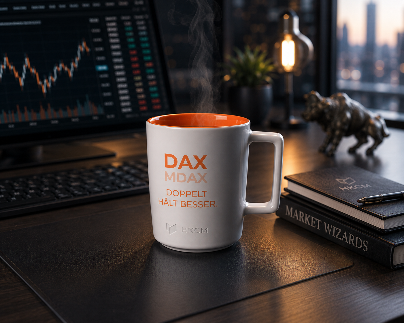 Tasse DAX/MDAX "Doppelt hält besser."