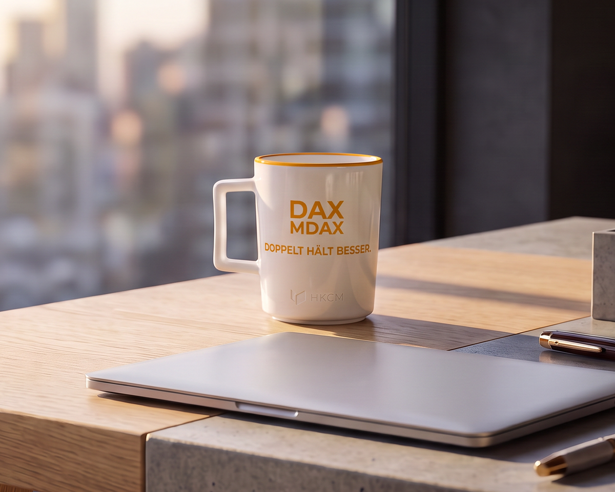 DAX/MDAX Tasse "Doppelt hält besser."