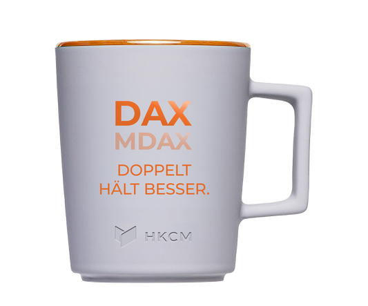 Tasse DAX/MDAX "Doppelt hält besser."