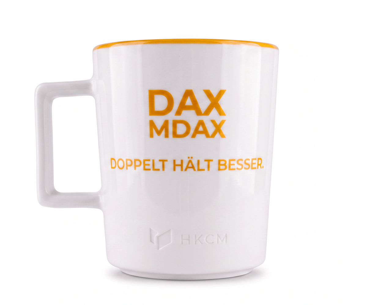 DAX/MDAX Tasse "Doppelt hält besser."