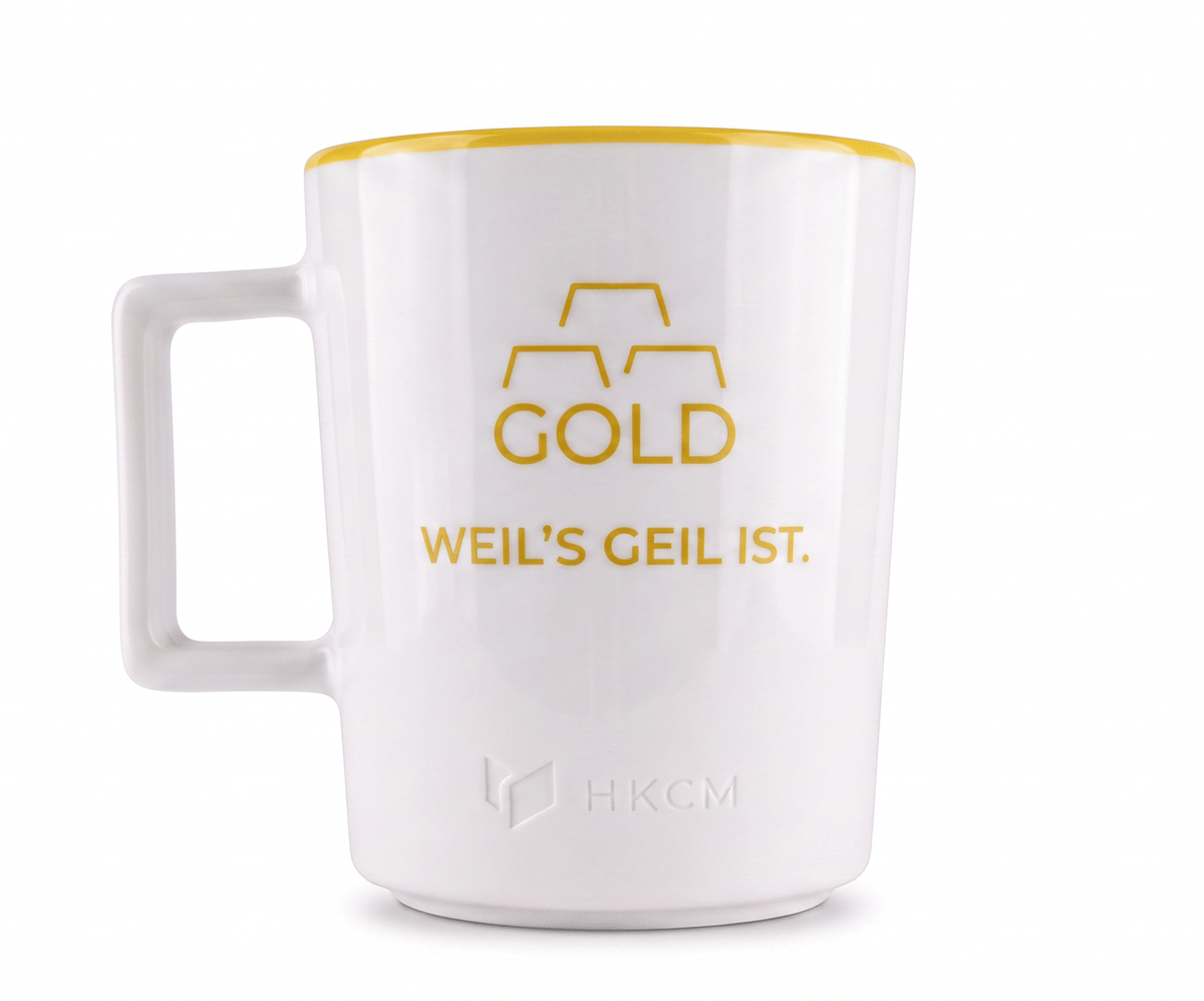 GOLD Tasse "Weil´s geil ist."