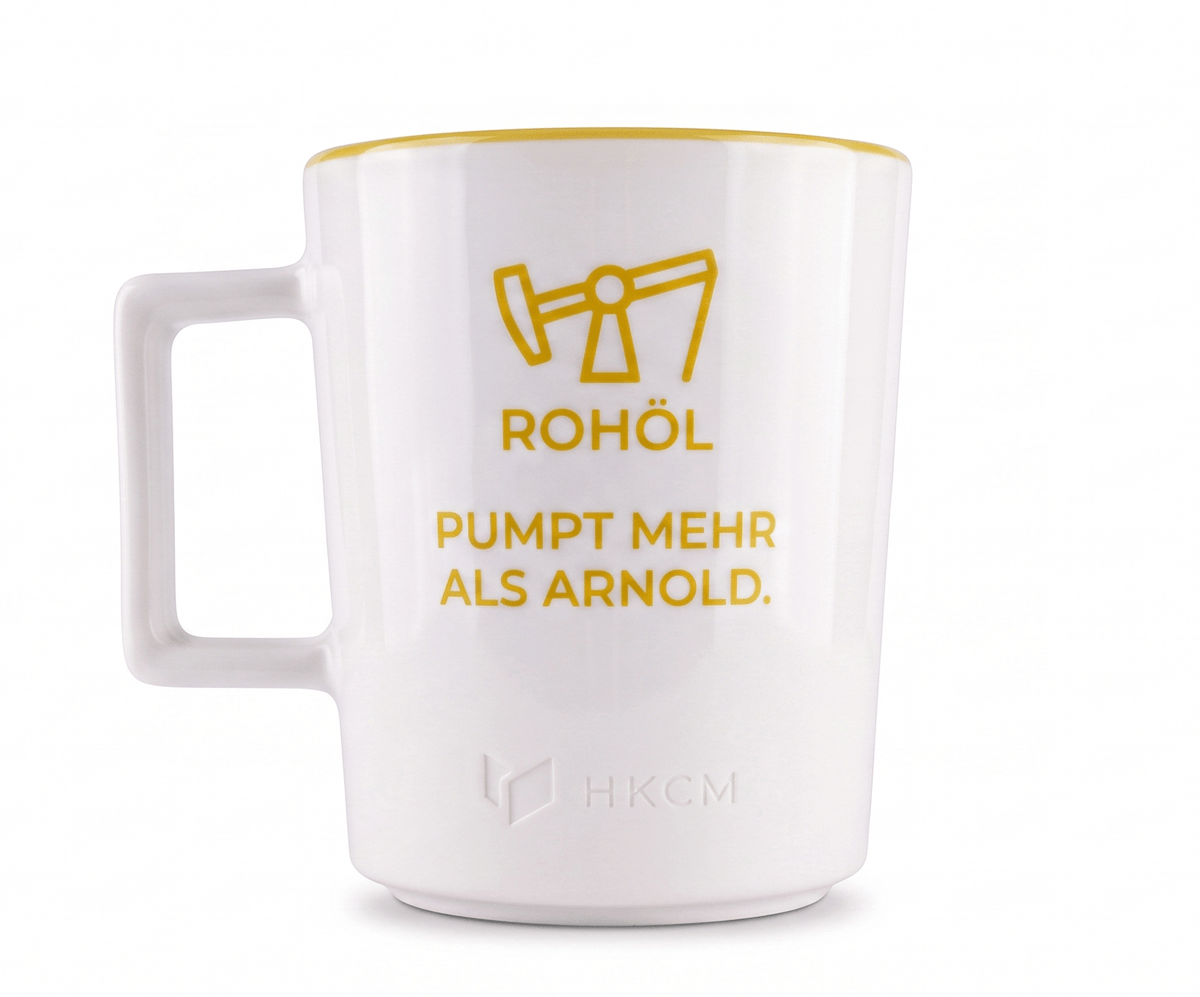 ROHÖL Tasse "Pumpt mehr als Arnold."